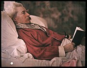 A 1908 Autochrome Lumière photograph of American author, Mark Twain.