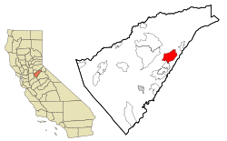 Location in Calaveras County and the state of California