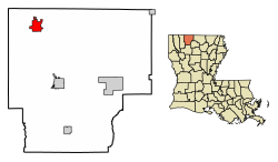 Location of Haynesville in Claiborne Parish, Louisiana.