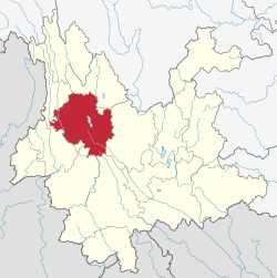 Location of Dali Prefecture in Yunnan