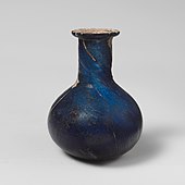 Roman perfume bottle; 1st century AD; glass; 5.2 cm × 3.8 cm (2.0 in × 1.5 in); Metropolitan Museum of Art