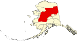标示出育空-科尤库克人口普查区Census Area位置的地图
