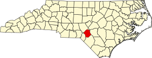 Map of North Carolina highlighting Hoke County