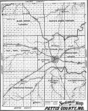 Map of the county Sedalia is in. Sedalia is in the center of the map, Georgetown is north of Sedalia, with Longwood to the northeast