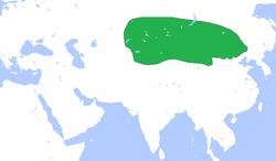 约前250年左右匈奴的疆域（图中绿色）