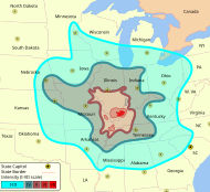 1968年伊利诺伊州地震等震线图