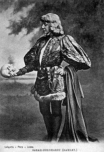 French stage actress Sarah Bernhardt as Hamlet in 1899 (photo by Lafayette Photo, London)