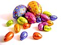 They were laid by a chocolate bunny. Go on, take them! :P _-M o P-_ 02:06, 16 April 2006 (UTC)