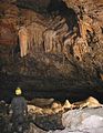 Various formations in the Hall of the Mountain Kings, Ogof Craig a Ffynnon, South Wales, Great Britain.