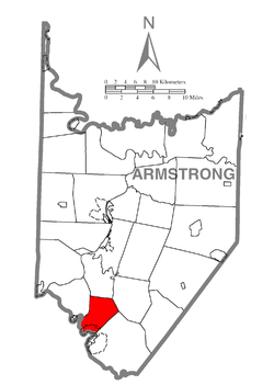 Map of Armstrong County, Pennsylvania, highlighting Parks Township