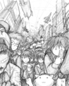 Art from the author of Megatokyo showing a number of secondary characters in a packed action scene, made by the original artist for the article.