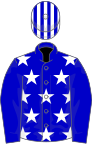 Blue, white stars on body, striped cap