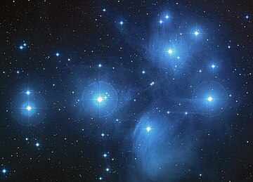A color-composite image of the Pleiades from the Digitized Sky Survey