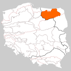 Location of Masurian Lake District in Poland