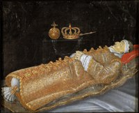 Deathbed portrait of Christian IV, King of Denmark, by Berent Hilwaetz, 1650