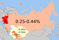 Jewish % of the population in each SSR in 1989