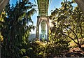 St. Johns Bridge in Cathedral Park, standing beneath one of its supports