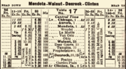 1923 CB&Q timetable showing a stop at La Moille