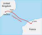 Channel Tunnel route under the English Channel