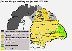 Eastern Hungarian Kingdom around 1550