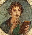 Image 4Woman holding wax tablets in the form of the codex. Wall painting from Pompeii, before 79 CE. (from History of books)