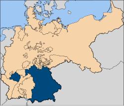 The Kingdom of Bavaria in 1914, as part of the German Empire