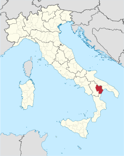 马泰拉省在意大利的位置