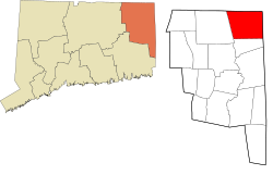 Thompson's location within the Northeastern Connecticut Planning Region and the state of Connecticut