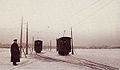 Tramways on ice of the River Neva in Saint Petersburg, the beginning of 20th century