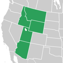 Symphyotrichum welshii native distribution map: US — Arizona, Idaho, Montana, Utah, and Wyoming.