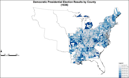 Map of Democratic presidential election results by county