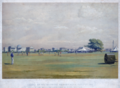 Ground of the Calcutta Cricket Club, 15th Jan'y. 1861 H.M. 68th L.I. from Rangoon, versus the Calcutta Cricket Club, depicting a visit by the 68th (Durham) Regiment of Foot (Light Infantry) to Calcutta Cricket Club (lithograph)