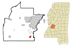 特里在海恩兹县及密西西比州的位置（以红色标示）
