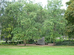 The Holocaust Memorial, immediately east of the dam