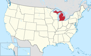 地图中高亮部分为密歇根州