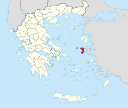 希俄斯专区在希腊的位置