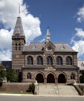 Photograph of Founders Library at Howard University against a clear, sunny sky.