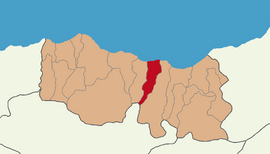 Map showing Arsin District in Trabzon Province