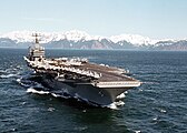 Abraham Lincoln sailing in the Gulf of Alaska as part of the "Northern Edge" Joint Training Exercise.