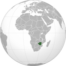 Location of Rhodesia, now Zimbabwe