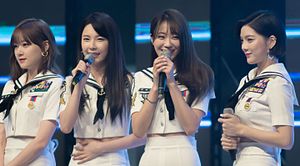 Nine Muses A in 2016 L–R: Keumjo, Hyemi, Gyeongree, and Sojin