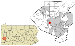 Location in Allegheny County and the state of Pennsylvania.