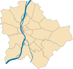 Location of District V in Budapest (shown in grey)