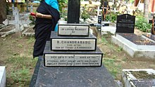 Chandrababu's grave in Quibble Island Cemetery.