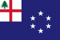 Blue ensign, field defaced with six stars. Flag of the New England Governor's Conference