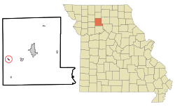 穆尔斯维尔在利文斯顿县及密苏里州的位置（以红色标示）