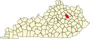 Map of Kentucky highlighting Montgomery County