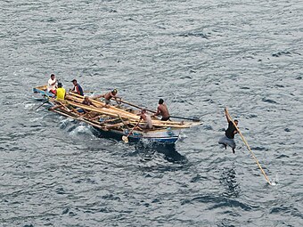 Harpooner jumps from a bowsprit.