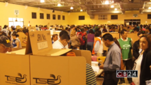 Voters in El Salvador voting at a polling station in 2019