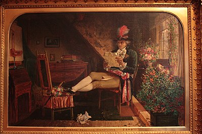 Robespierre Reading Letters from Friends of his Victims, Threatening to Murder Him (1863) Oil on canvas, Musée de la Révolution française